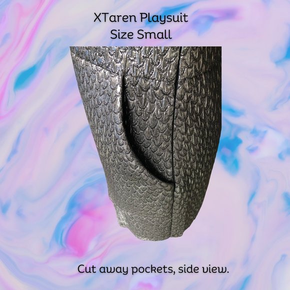 Gorgeous silver. self embossed playsuit. Size Small. - Picture 5 of 7